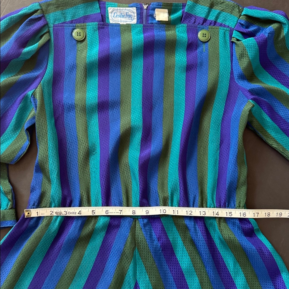 Vintage Leslie Fay Metallic Stripe Dress - Picture 6 of 17